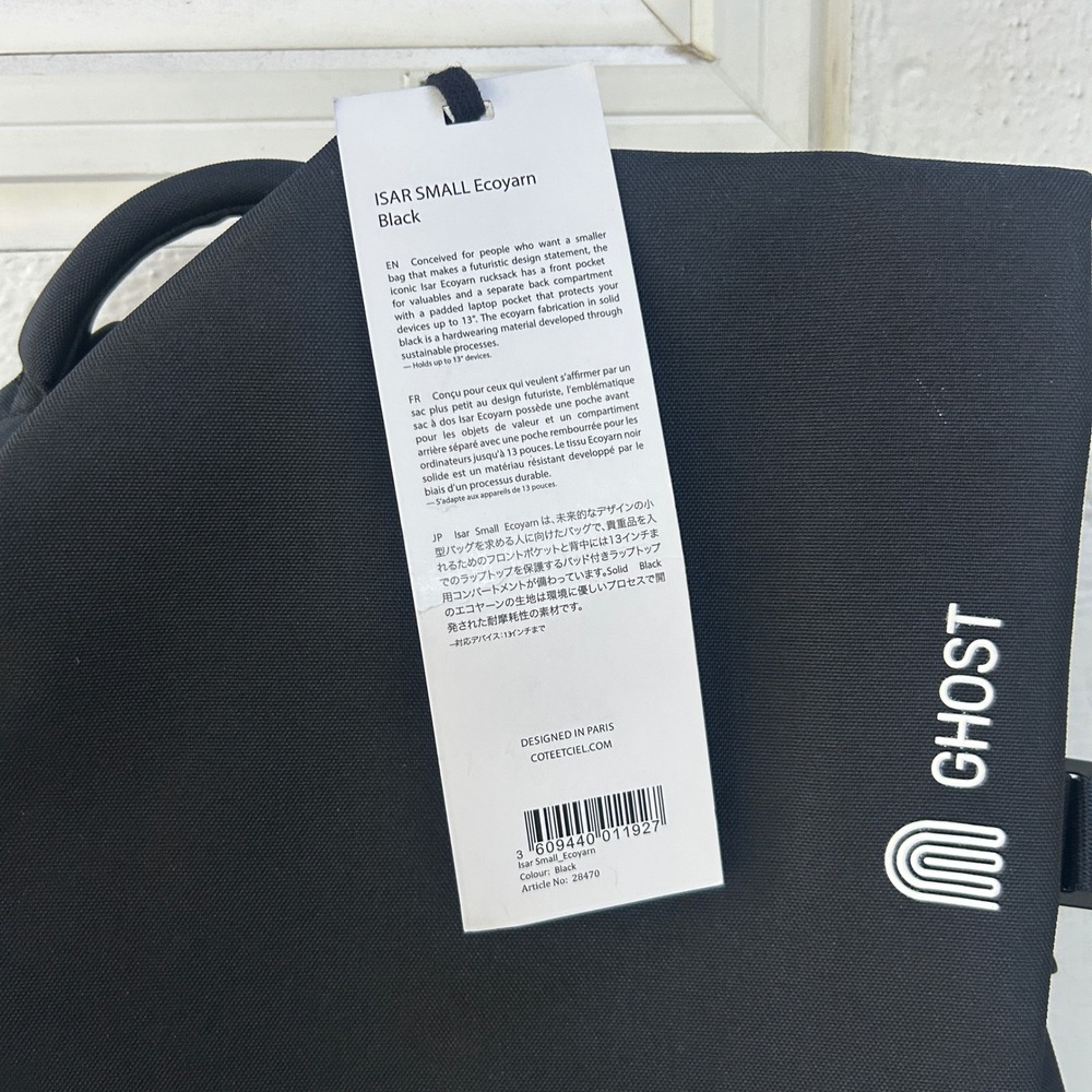 Cote&Ciel Isar Small Ecoyarn Backpack Black 13 Inch Laptop Bag 28470 NWT - Picture 2 of 6